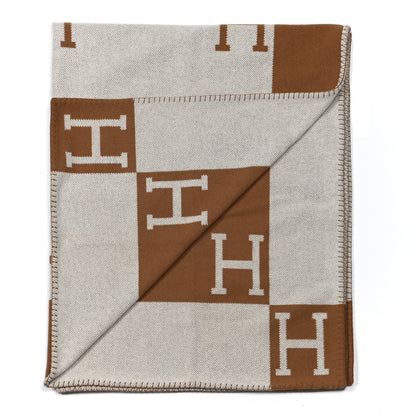 Hermes Wool Cashmere New Classic Avalon Blanket Ecru Camel 2 of 3