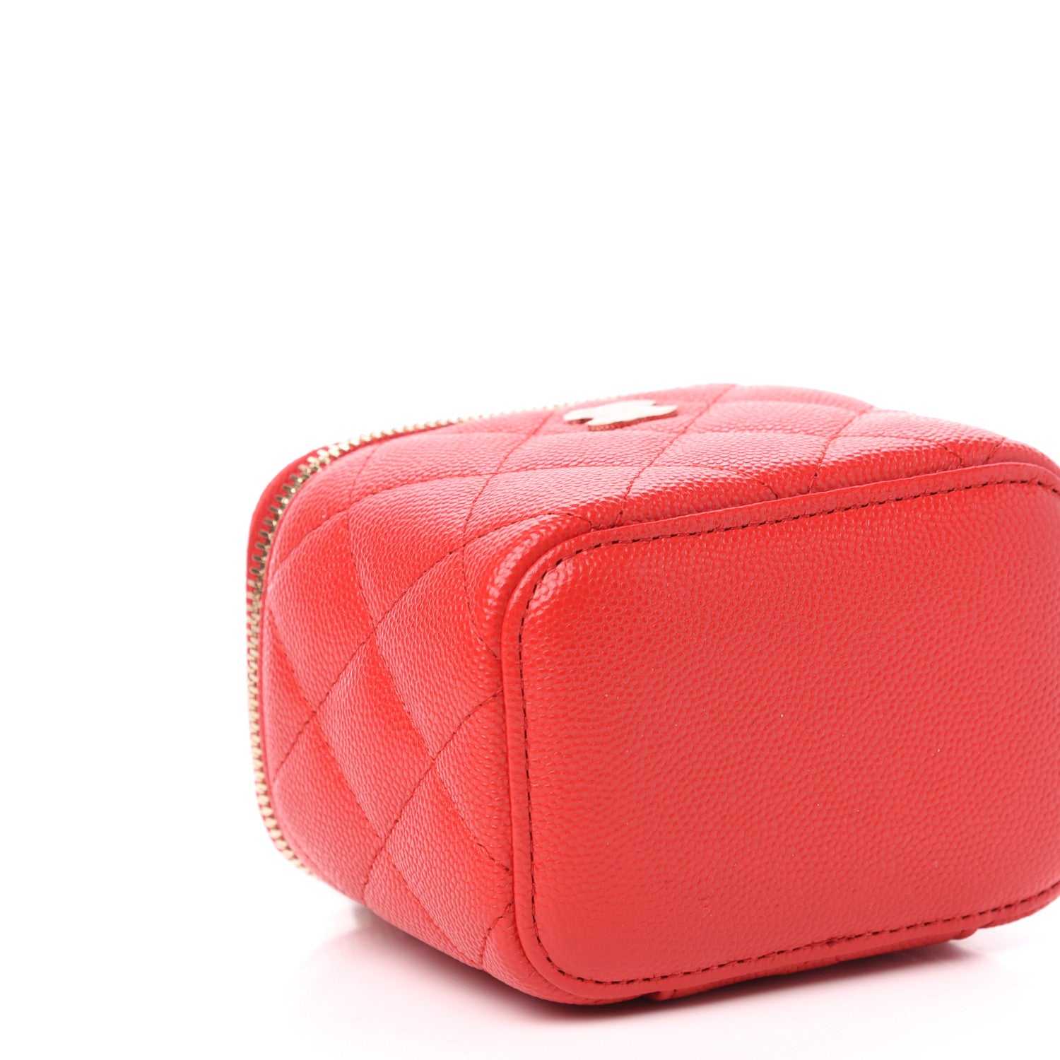 Chanel Caviar Quilted Mini Vanity Case With Chain Red 8 of 11