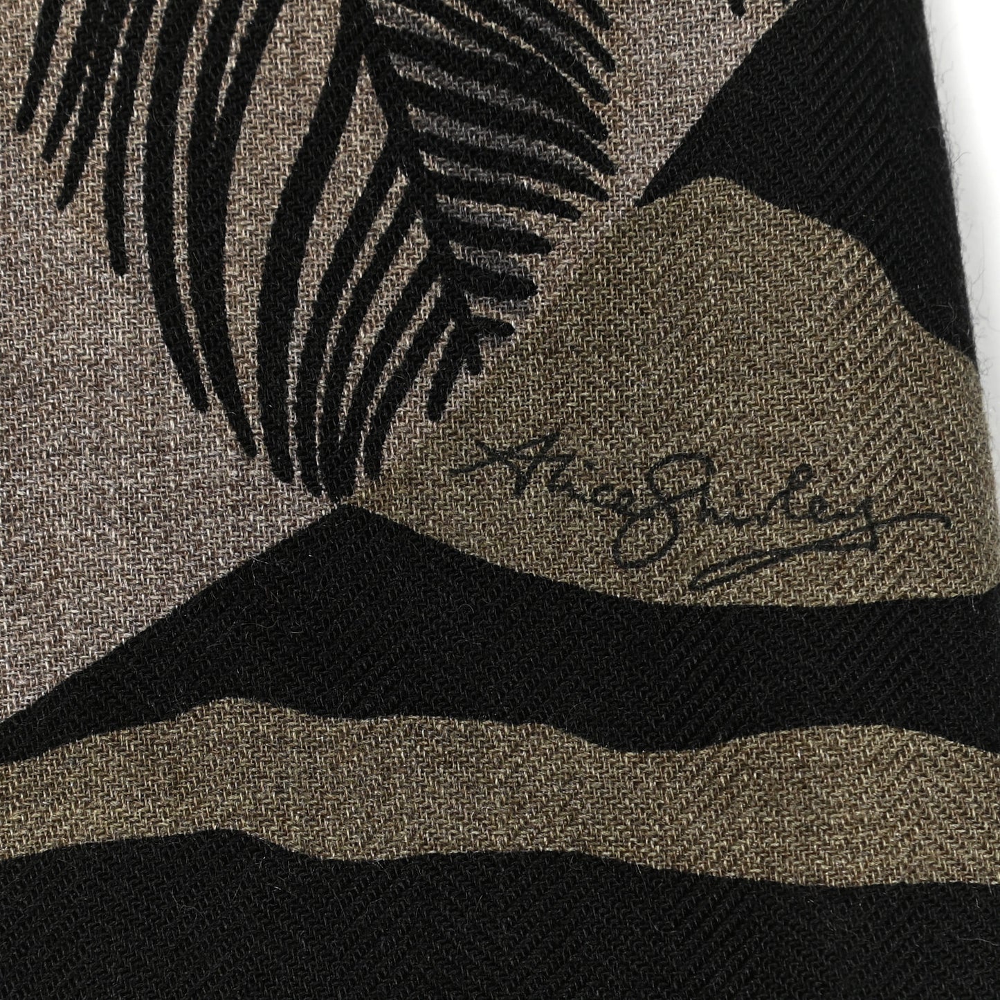 Cashmere Silk Zebra Pegasus Pointe Triangle Scarf Etoupe Bordeaux Black
