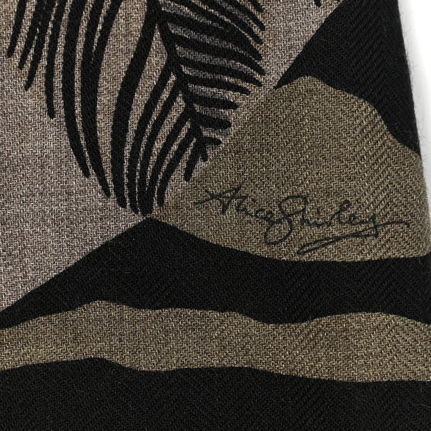 Hermes Cashmere Silk Zebra Pegasus Pointe Triangle Scarf Etoupe Bordeaux Black 5 of 5