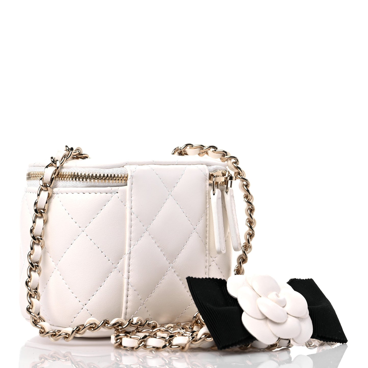 Lambskin Quilted My Chanel Lady Vanity Case With Chain White