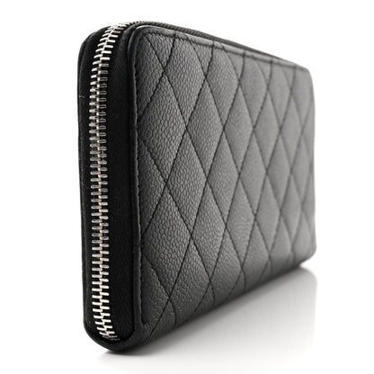 Chanel Caviar Quilted Large Gusset Zip Around Wallet Black 3 of 9