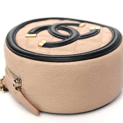 Chanel Caviar Quilted Round Filigree Crossbody Beige Black 10 of 12
