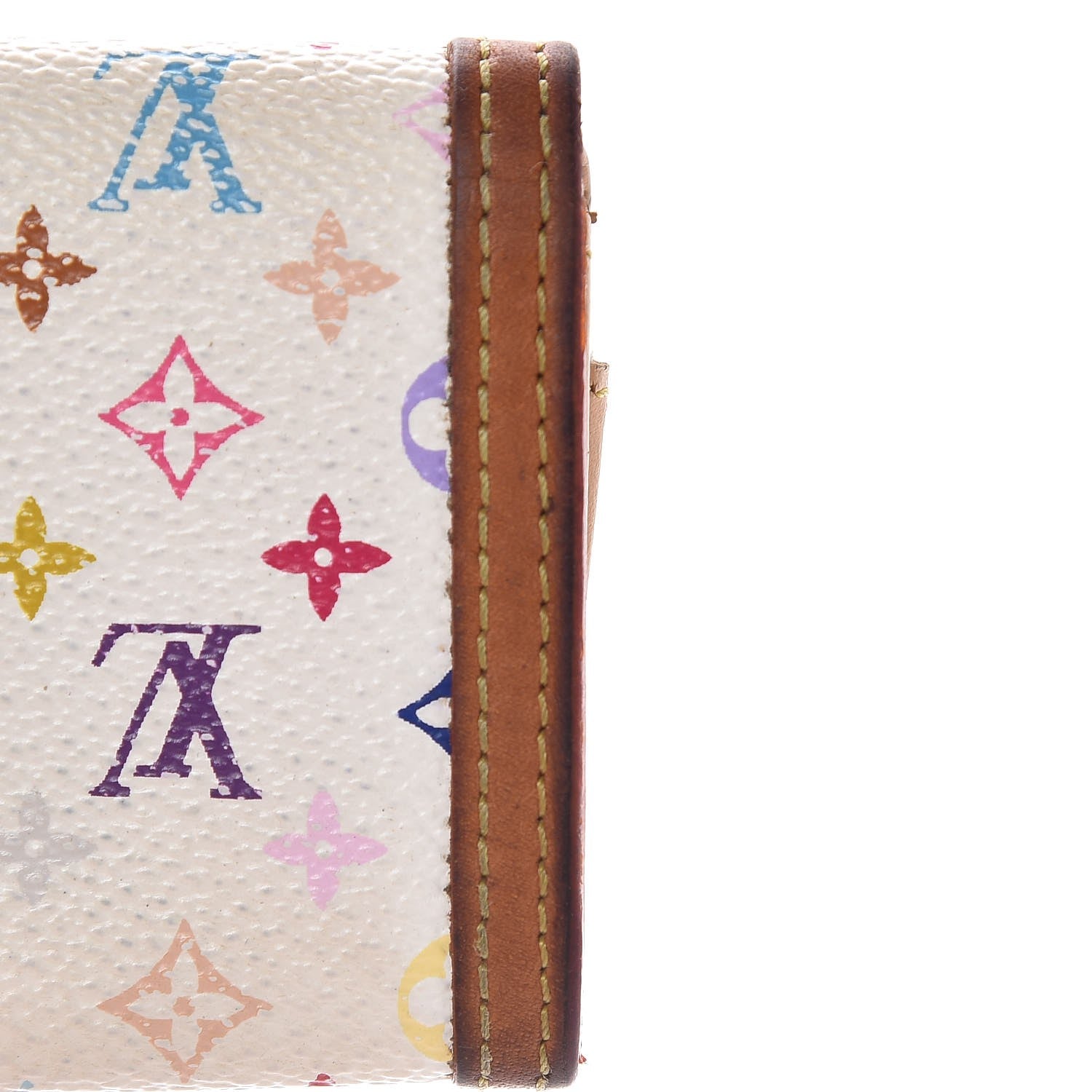 Louis Vuitton Monogram Multicolor Porte-Monnaie Plat Coin Purse White 10 of 12