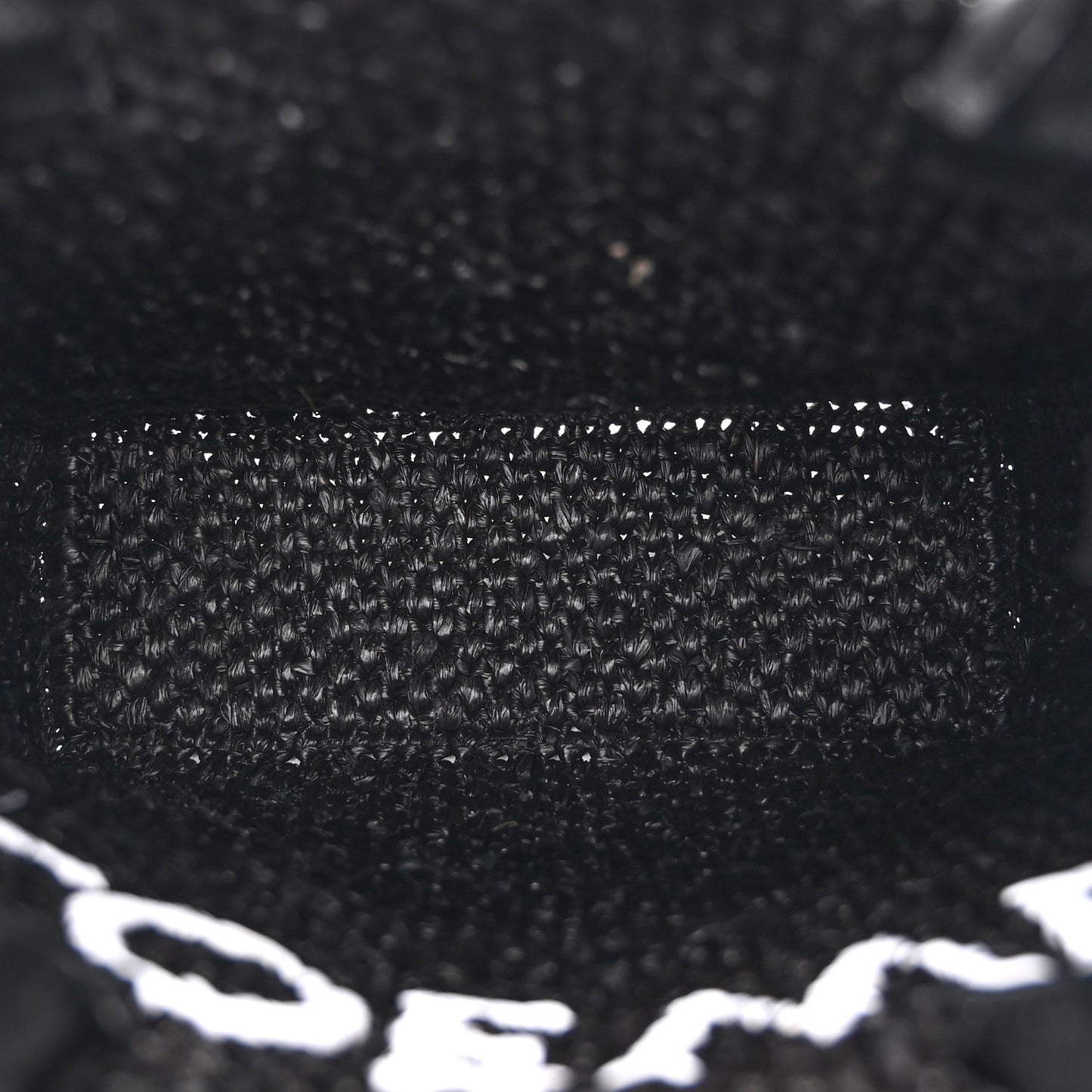 Raffia Calfskin Standard A5 Tote Bag Black White