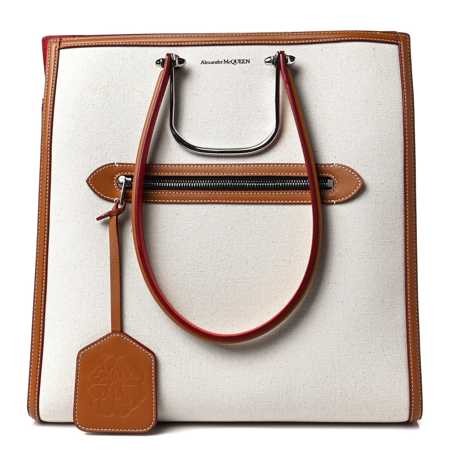 Alexander McQueen Canvas The Tall Story Shoulder Bag Natural Tan 1 of 7