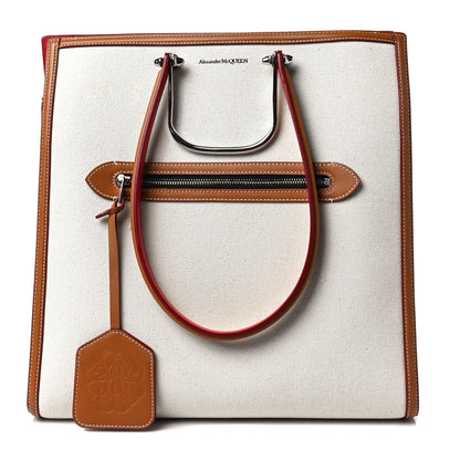 Alexander McQueen Canvas The Tall Story Shoulder Bag Natural Tan 1 of 7