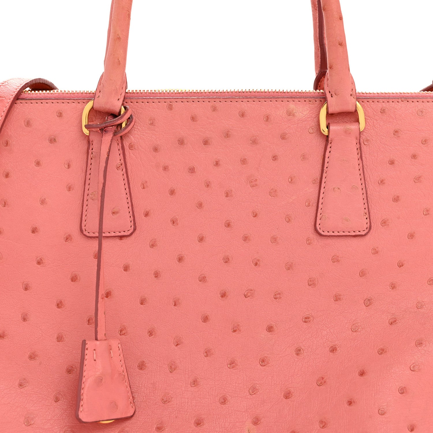 Prada Ostrich Large Galleria Double Zip Tote Begonia 8 of 15