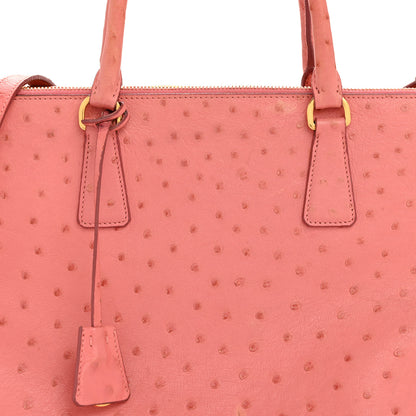 Prada Ostrich Large Galleria Double Zip Tote Begonia 8 of 15