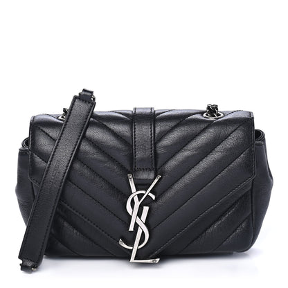 Saint Laurent Sheepskin Matelasse Chevron Monogram Classic Baby Chain Bag Black 1 of 4