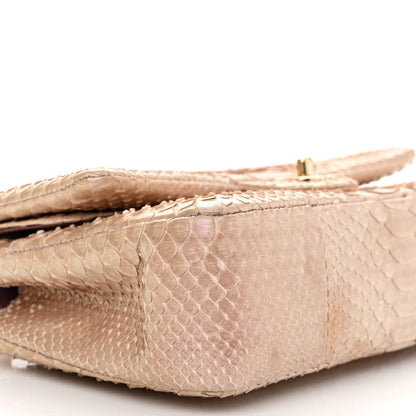 Chanel Metallic Snakeskin Medium Double Flap Pink 9 of 15