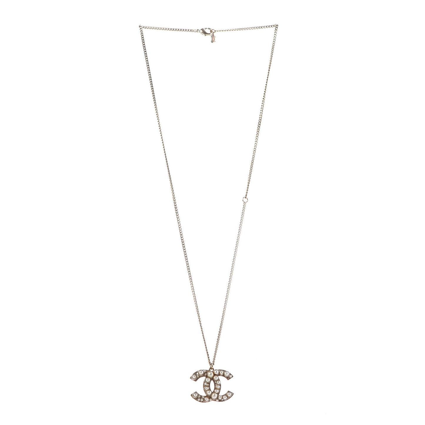 Pearl CC Pendant Necklace Gold