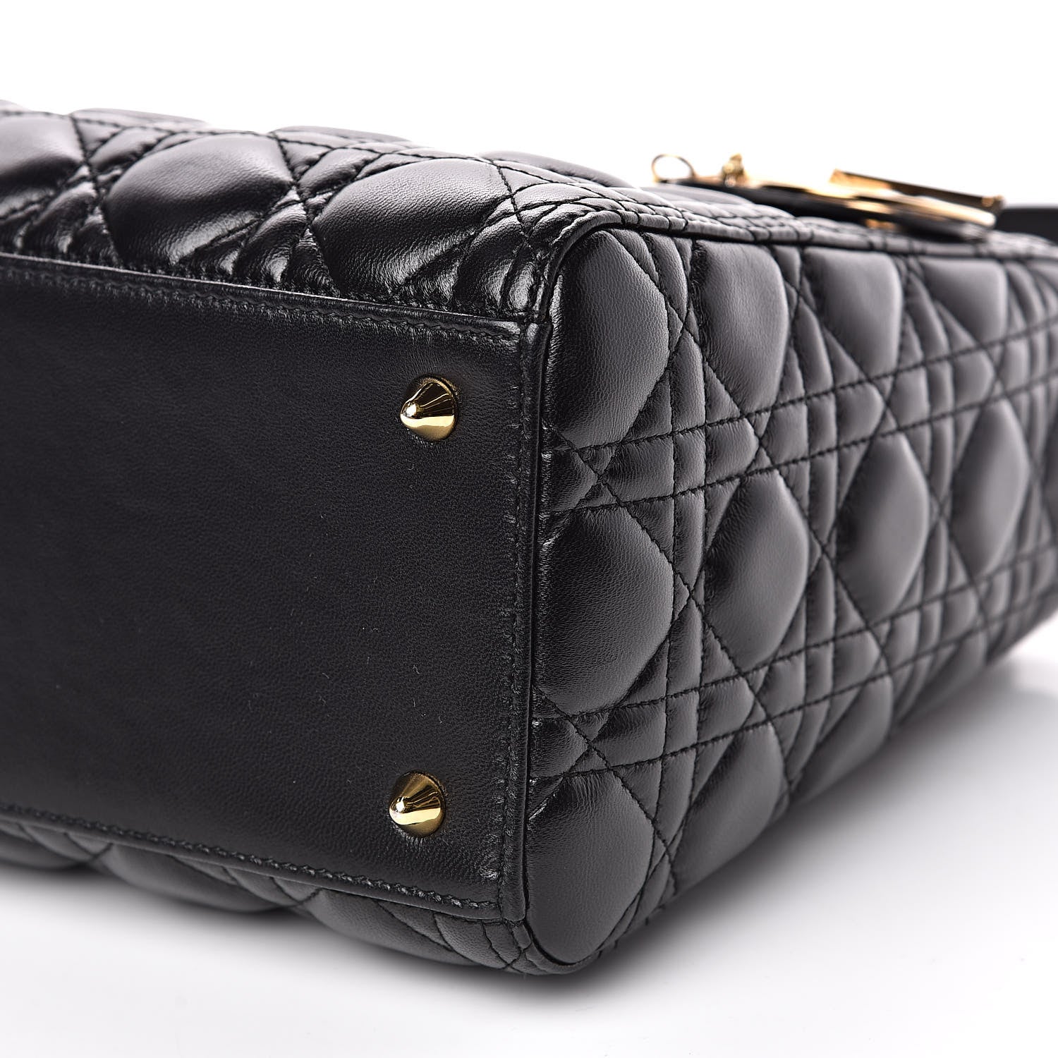 Christian Dior Lambskin Cannage Medium Lady Dior Black 9 of 12