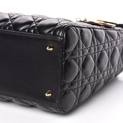 Christian Dior Lambskin Cannage Medium Lady Dior Black 9 of 12