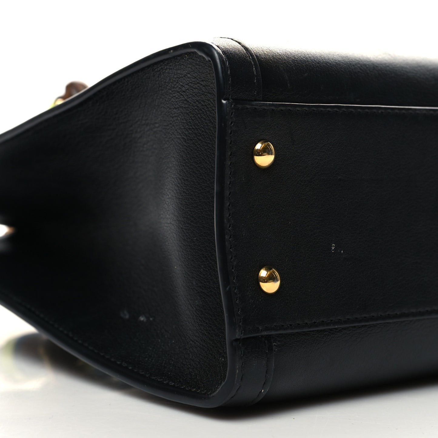 Calfskin Small Diana Tote Bag Black Yellow Fluo