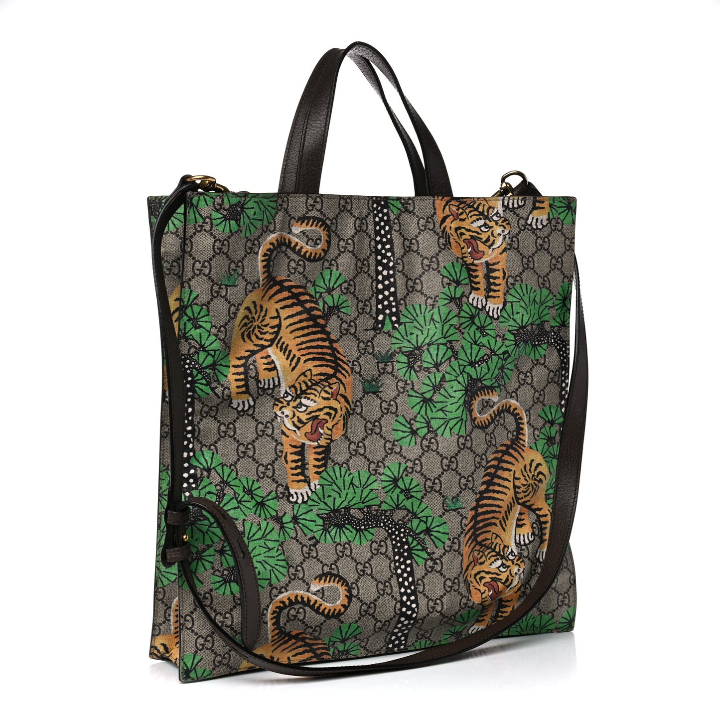 GG Supreme Monogram Bengal Vertical Tote Brown