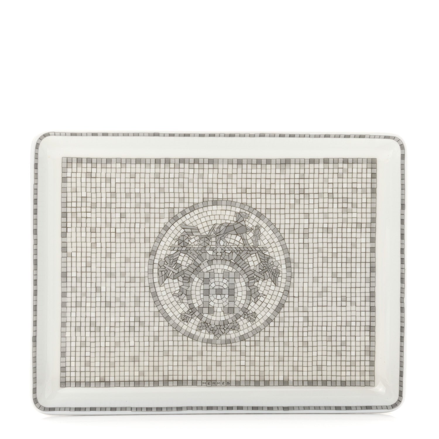 Hermes Porcelain Mosaique Au 24 Sushi Plate Platine 1 of 8