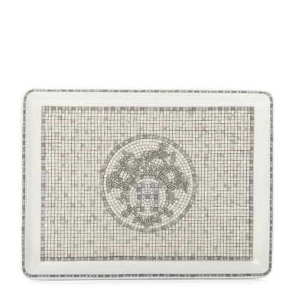 Hermes Porcelain Mosaique Au 24 Sushi Plate Platine 1 of 8