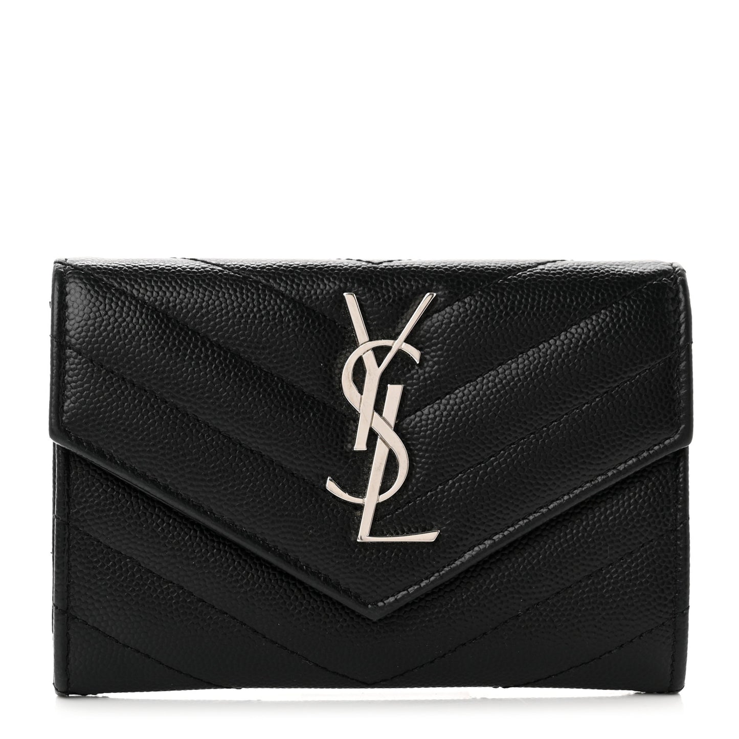 Grain De Poudre Matelasse Chevron Small Monogram Envelope Wallet Black