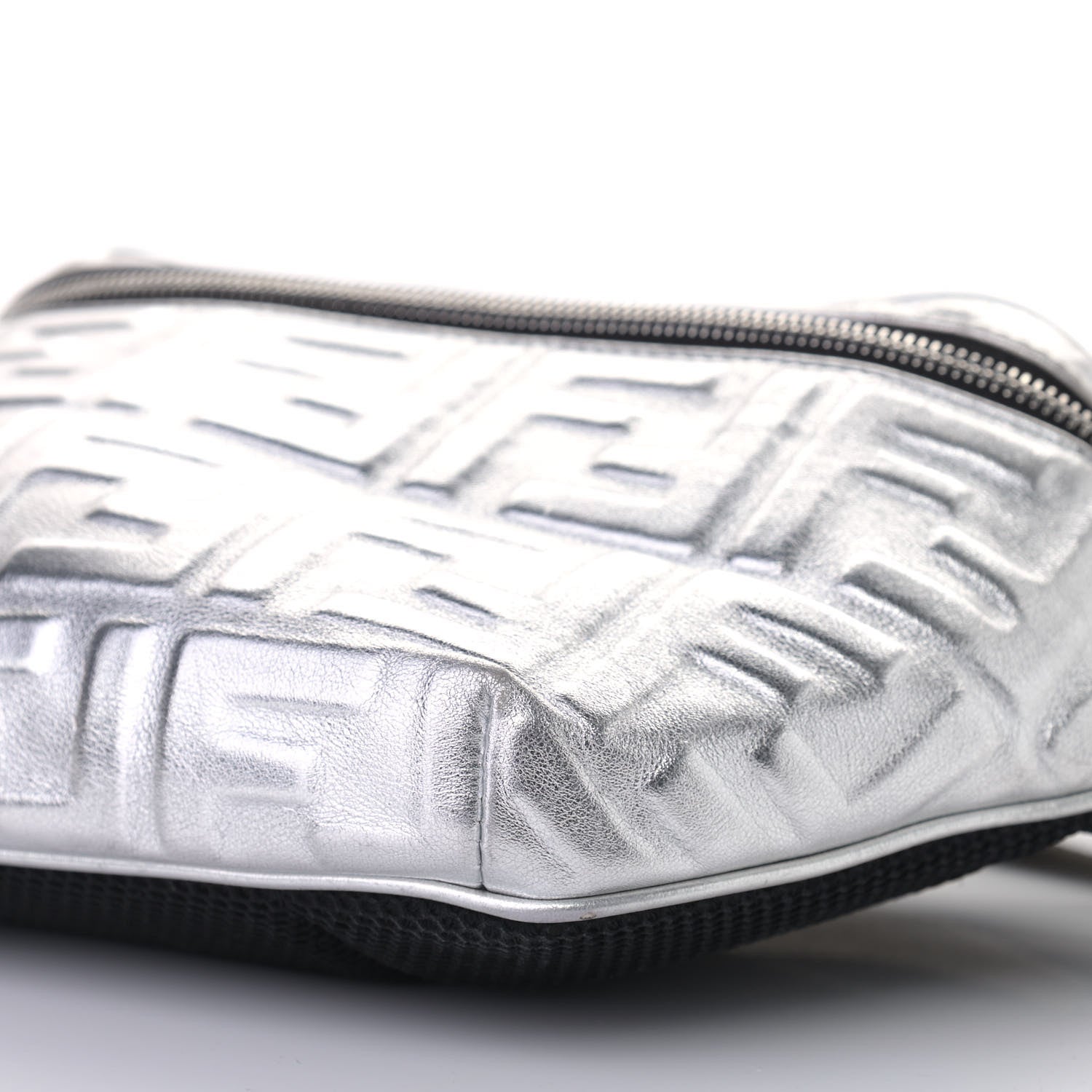 Fendi Vitello Catalan Mirror FF 1974 Embossed Belt Bag Argento 9 of 11