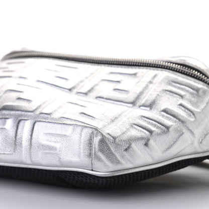 Fendi Vitello Catalan Mirror FF 1974 Embossed Belt Bag Argento 9 of 11