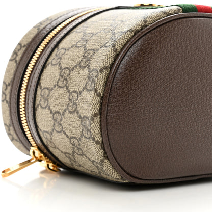 Gucci GG Supreme Monogram Textured Calfskin Web Ophidia Vanity Cosmetic Case Beige Ebony New Acero 8 of 9