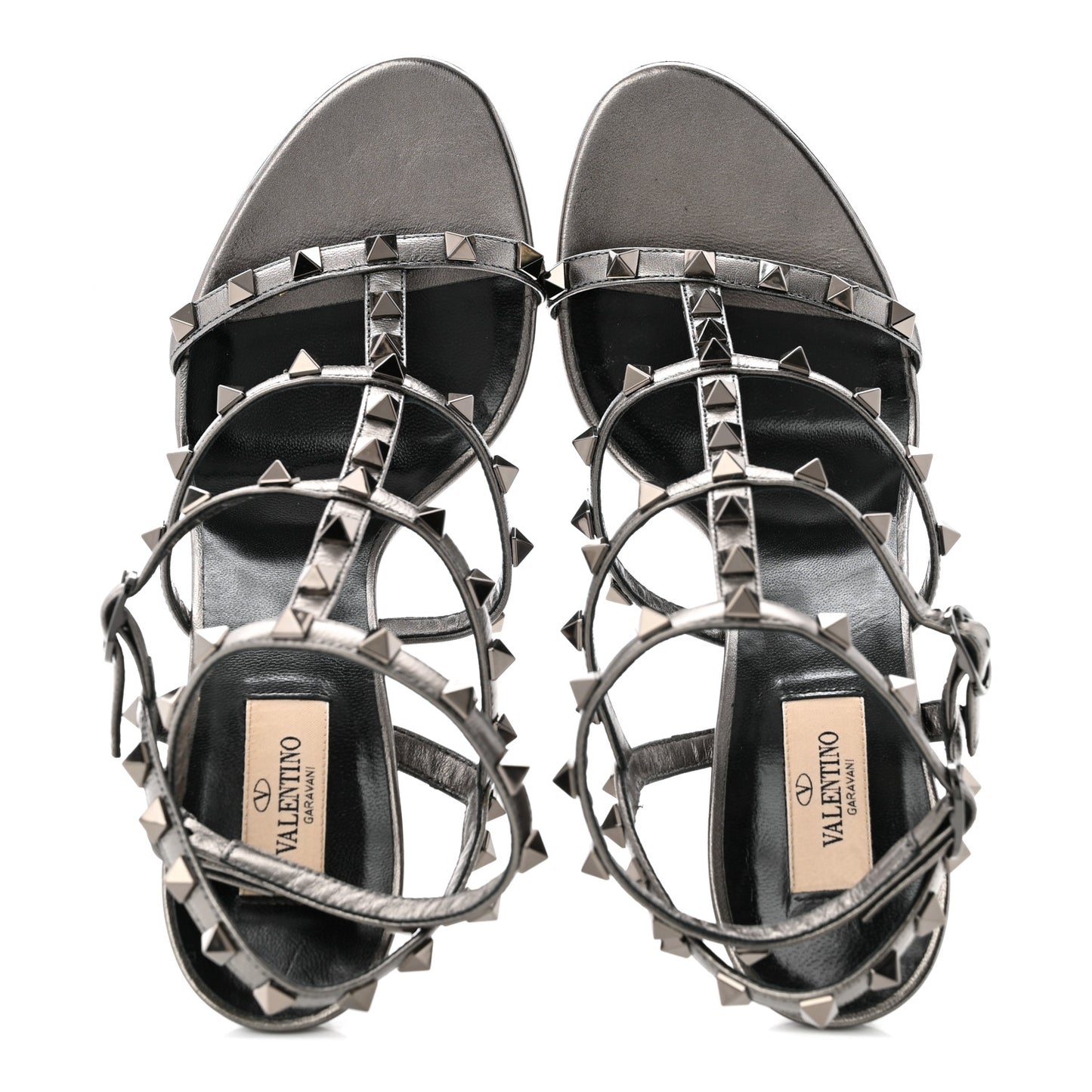Metallic Nappa Rockstud Gladiator 105mm Sandals 40.5 Gray