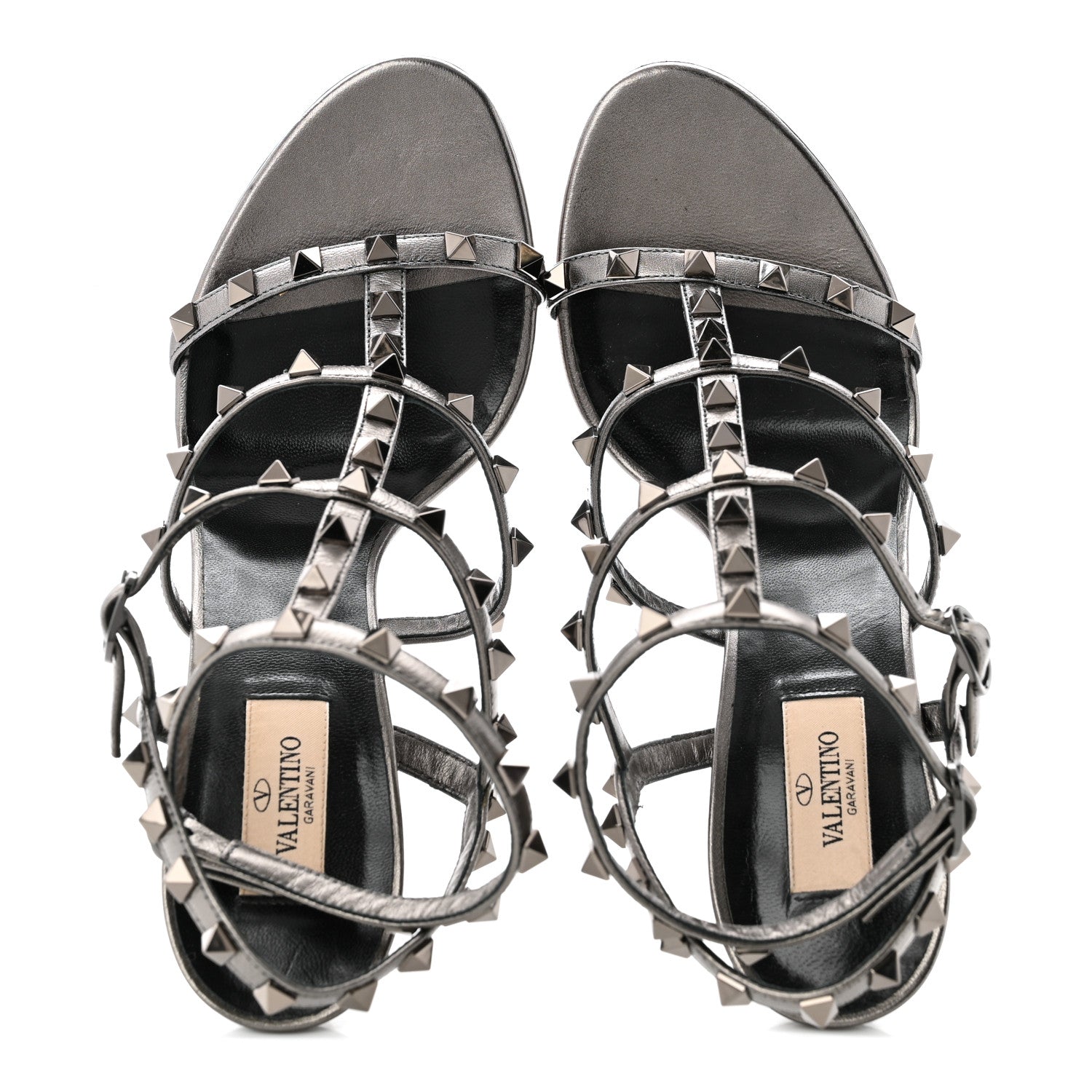 Valentino Garavani Metallic Nappa Rockstud Gladiator 105mm Sandals 40.5 Gray 5 of 10