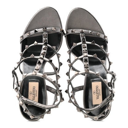 Valentino Garavani Metallic Nappa Rockstud Gladiator 105mm Sandals 40.5 Gray 5 of 10