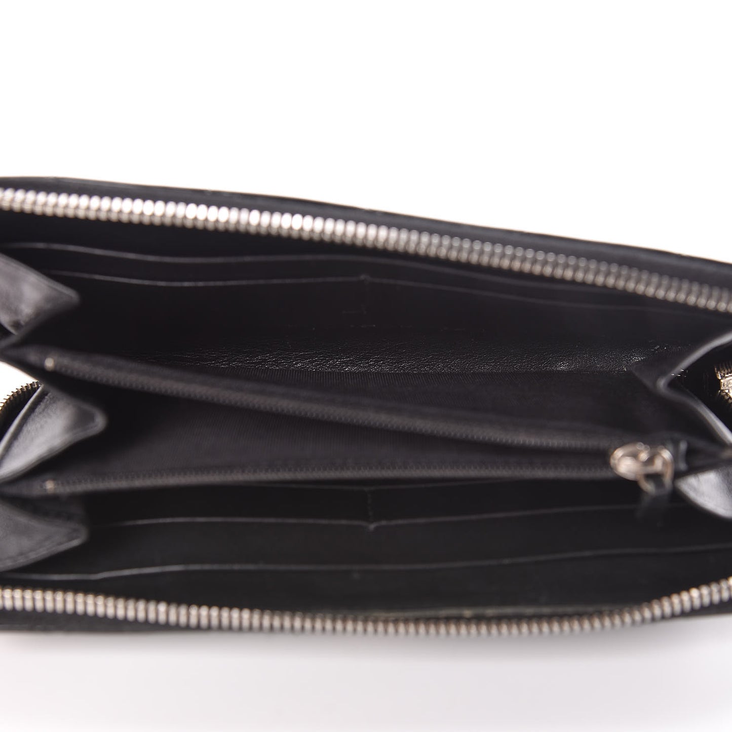 Patent Quilted Zip Around Wallet Black