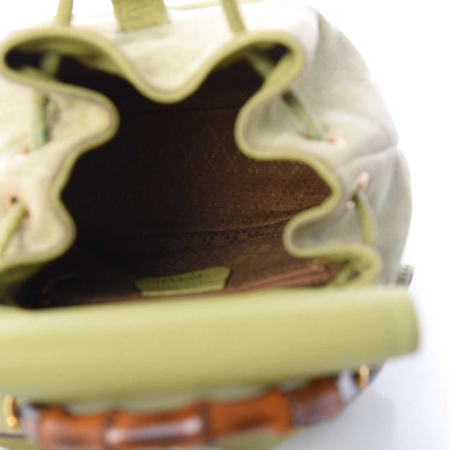 Suede Calfskin Bamboo Backpack Green