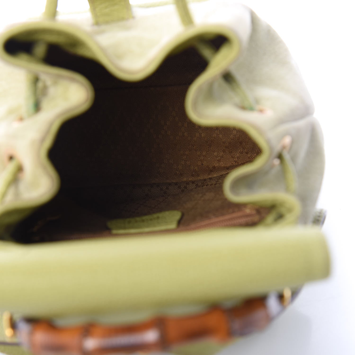 Gucci Suede Calfskin Bamboo Backpack Green 4 of 11