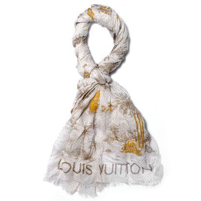 Louis Vuitton Cotton Linen Toile Etole De Louis Pareo Beige 1 of 7