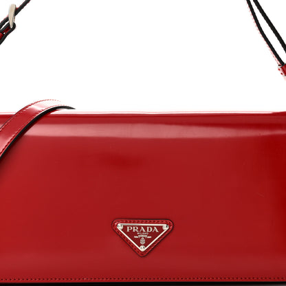 Prada Spazzolato Femme Flap Shoulder Bag Scarlatto Black 7 of 9