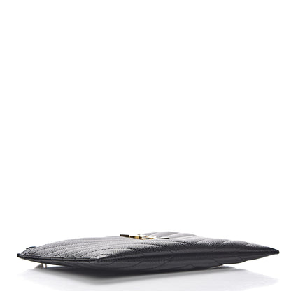 Saint Laurent Grain De Poudre Chevron Monogram Bill Pouch Black 4 of 8