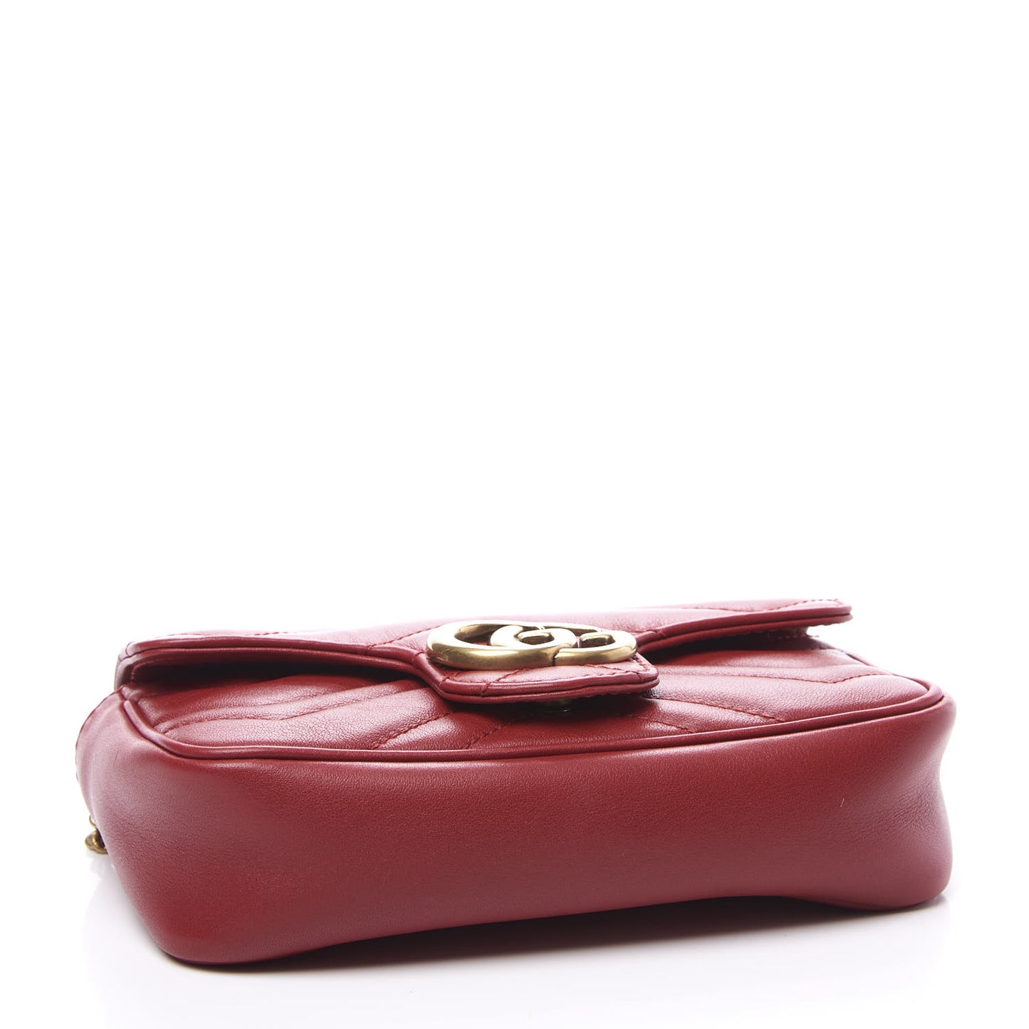 Calfskin Matelasse Super Mini GG Marmont Shoulder Bag Hibiscus Red