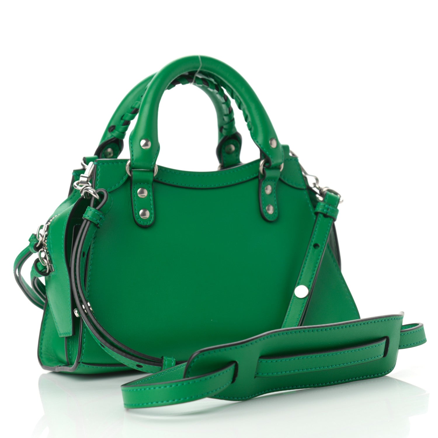 Balenciaga Smooth Calfskin Neo Classic Silver Hardware Mini City Grass Green 3 of 9
