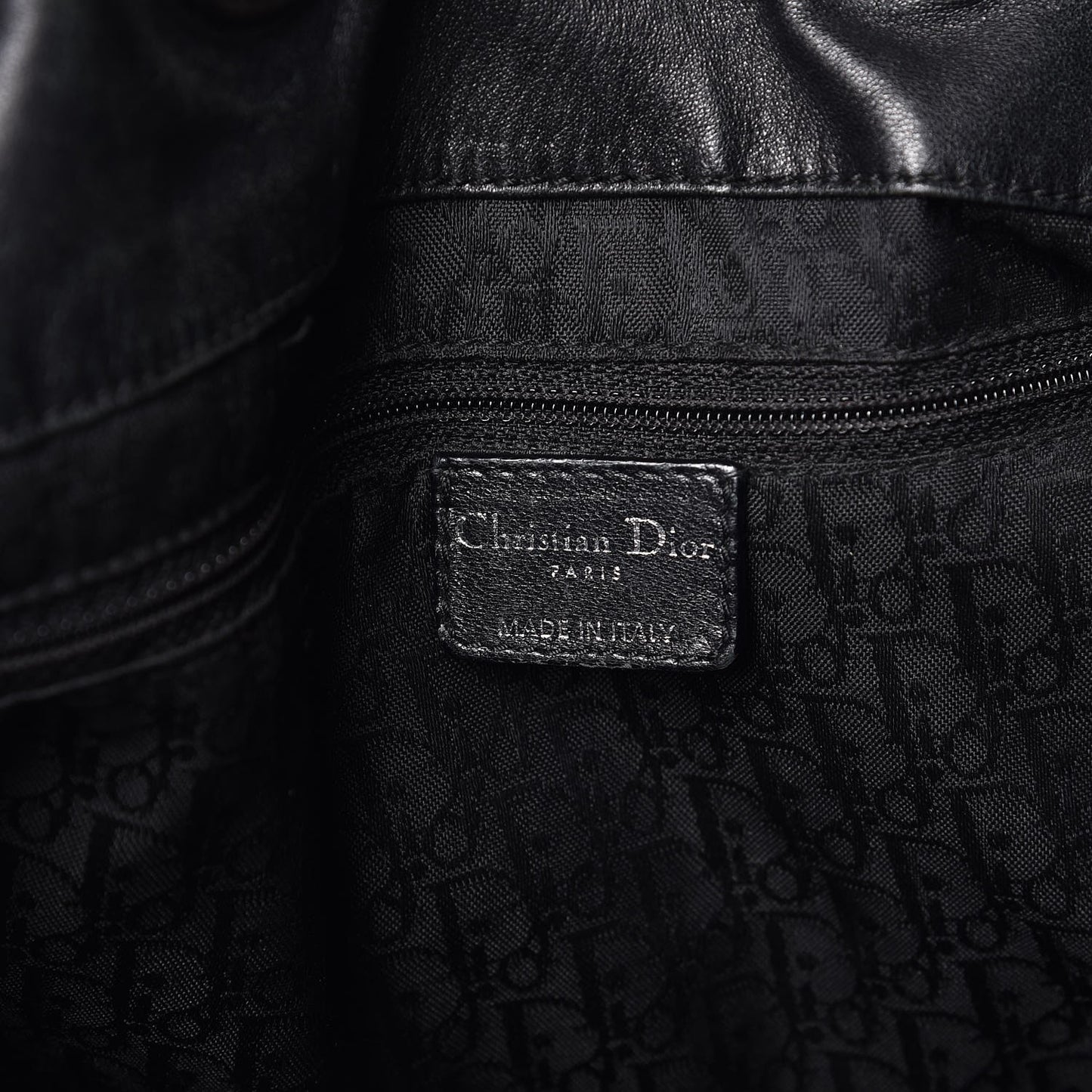 Vinyl Cannage Drawstring Tote Black