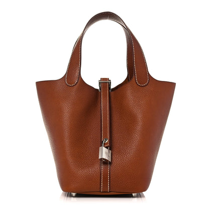 Hermes Barenia Faubourg Picotin Lock 18 PM Fauve 1 of 12