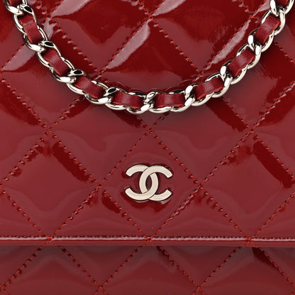 Chanel Patent Quilted Wallet On Chain WOC Red 9 of 14