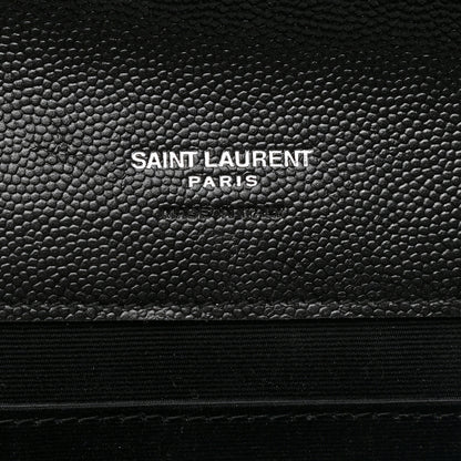 Saint Laurent Grain De Poudre Matelasse Chevron Monogram Envelope Clutch Black 6 of 10