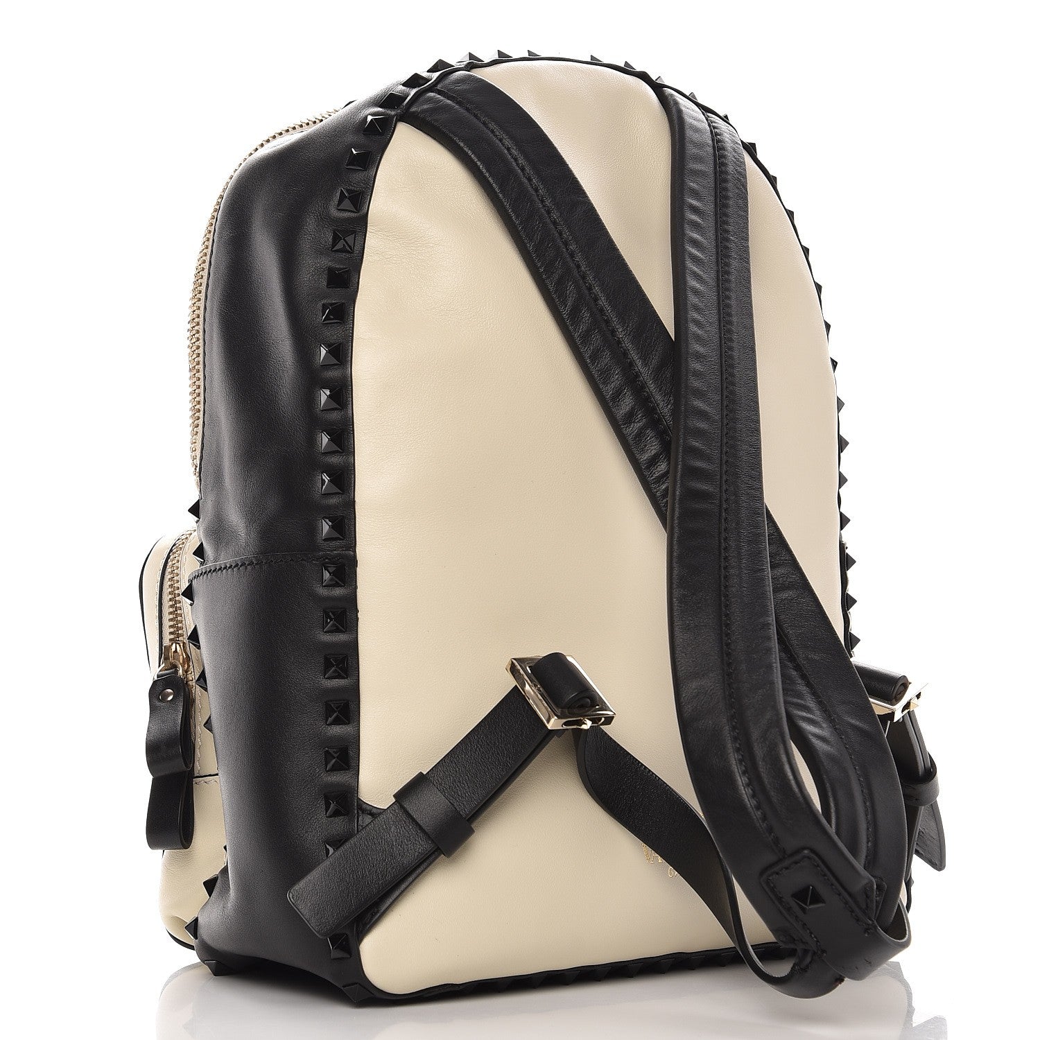 Valentino Garavani Vitello Medium Rockstud Backpack Ivory Black 3 of 7