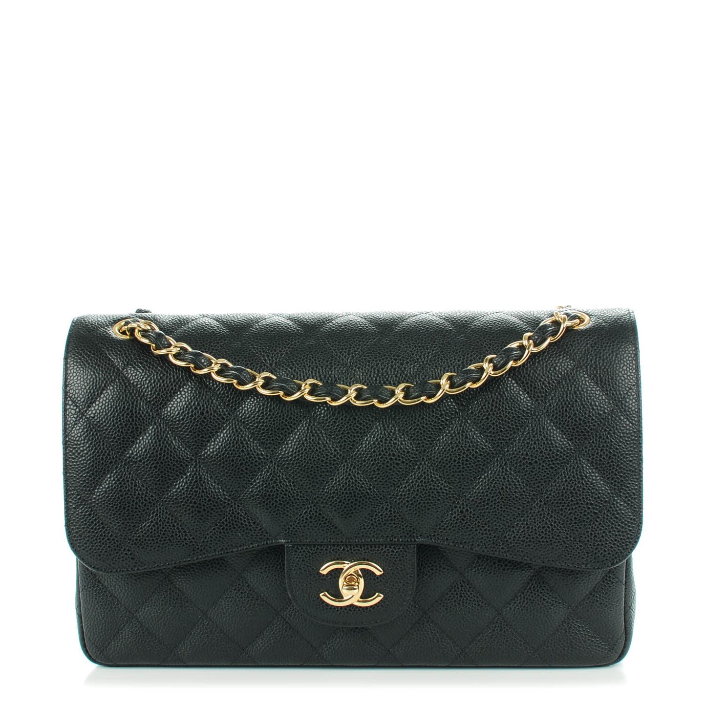 Caviar Quilted Jumbo Double Flap Black