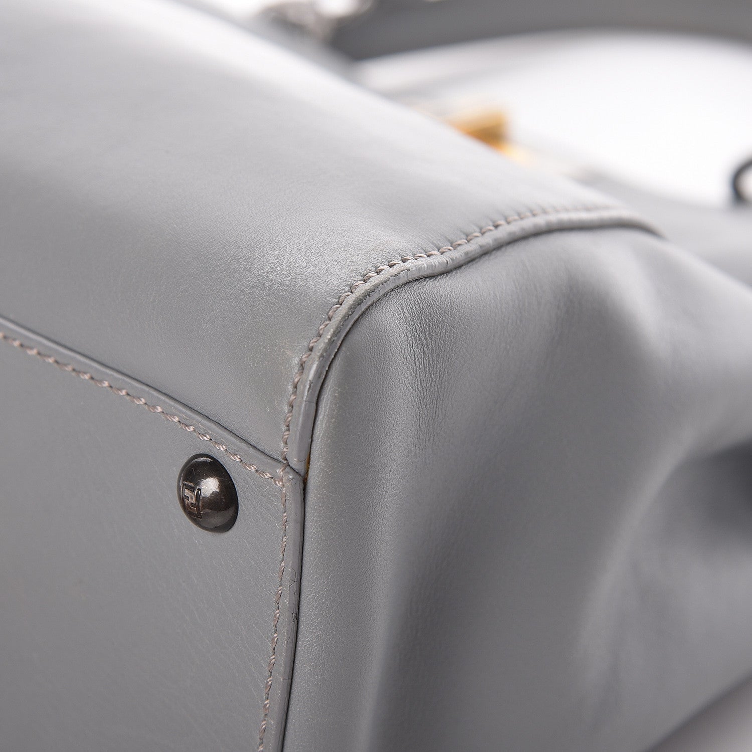 Fendi Vitello Suede Medium Peekaboo Iconic Satchel Grigio Chiaro 13 of 14