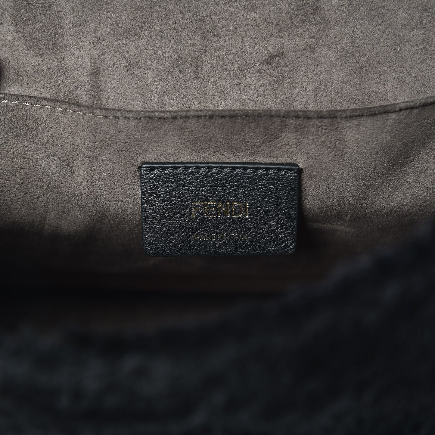 Velluto Astrakan Vitello Dolce F is Fendi Kan I Shoulder Bag Black