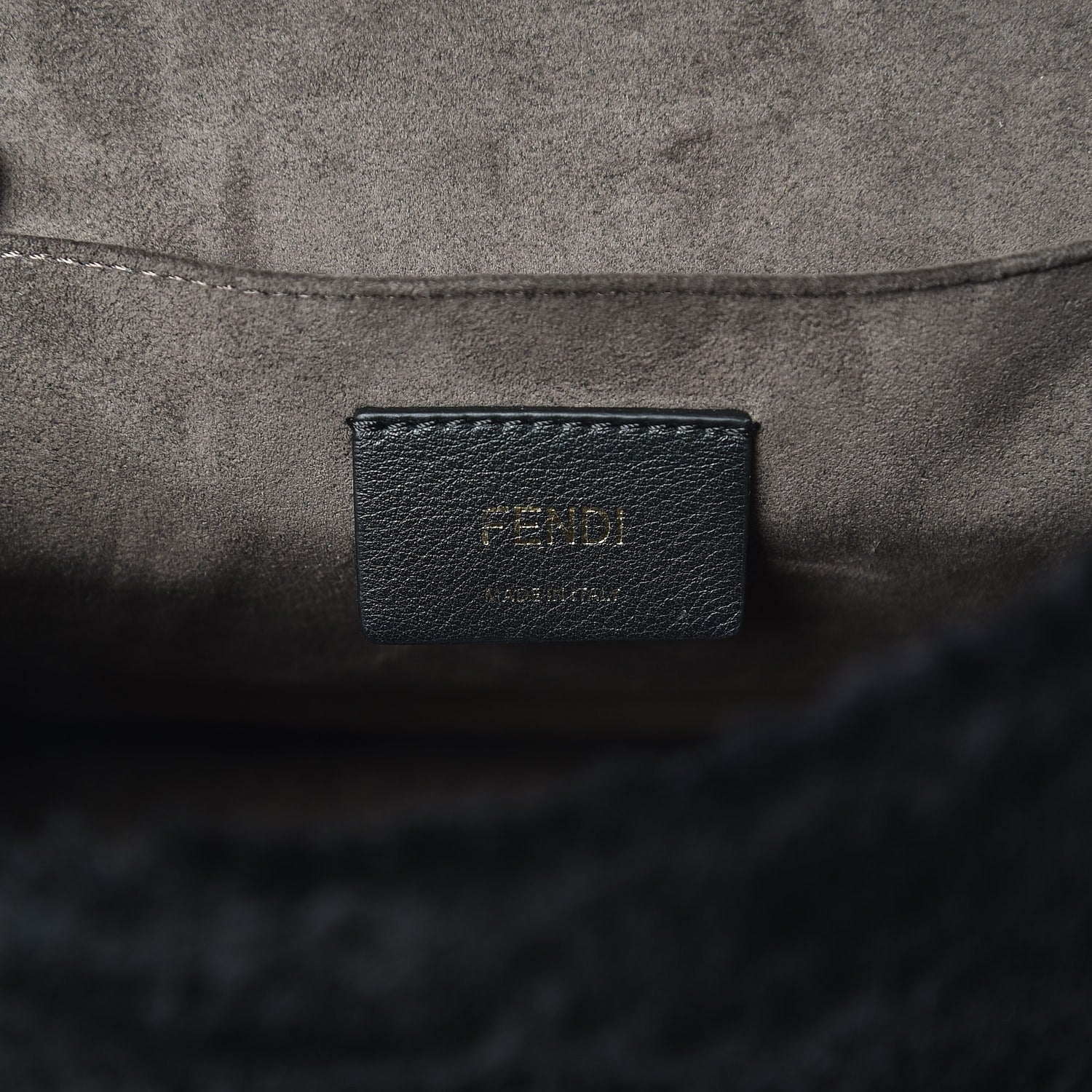 Fendi Velluto Astrakan Vitello Dolce F is Fendi Kan I Shoulder Bag Black 7 of 8