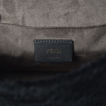 Fendi Velluto Astrakan Vitello Dolce F is Fendi Kan I Shoulder Bag Black 7 of 8