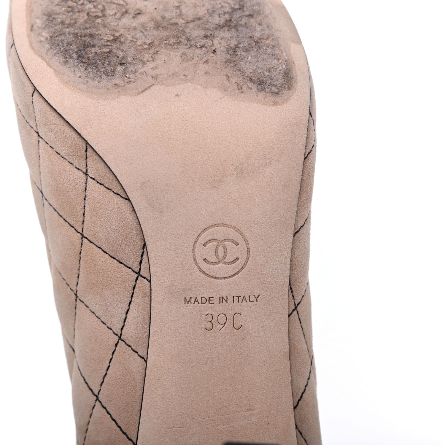 Chanel Suede Quilted Cap Toe Pumps 39 Beige Black 6 of 20