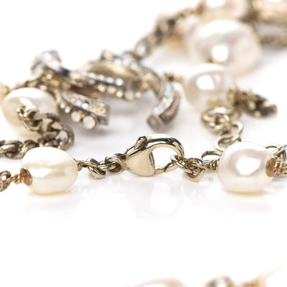 Chanel Pearl Crystal CC Long Necklace Gold 3 of 5