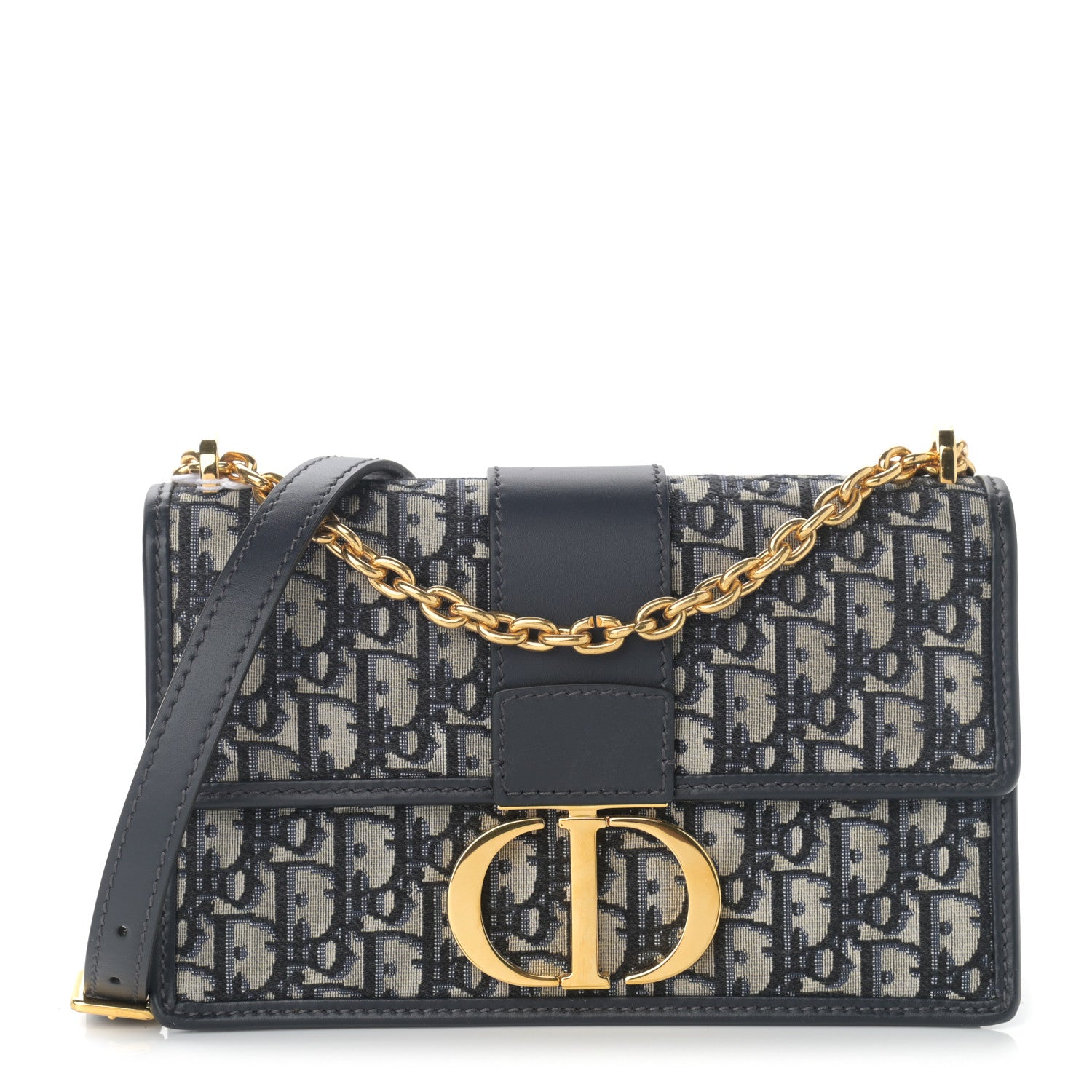 Christian Dior Oblique 30 Montaigne Chain Flap Bag Blue 1 of 10